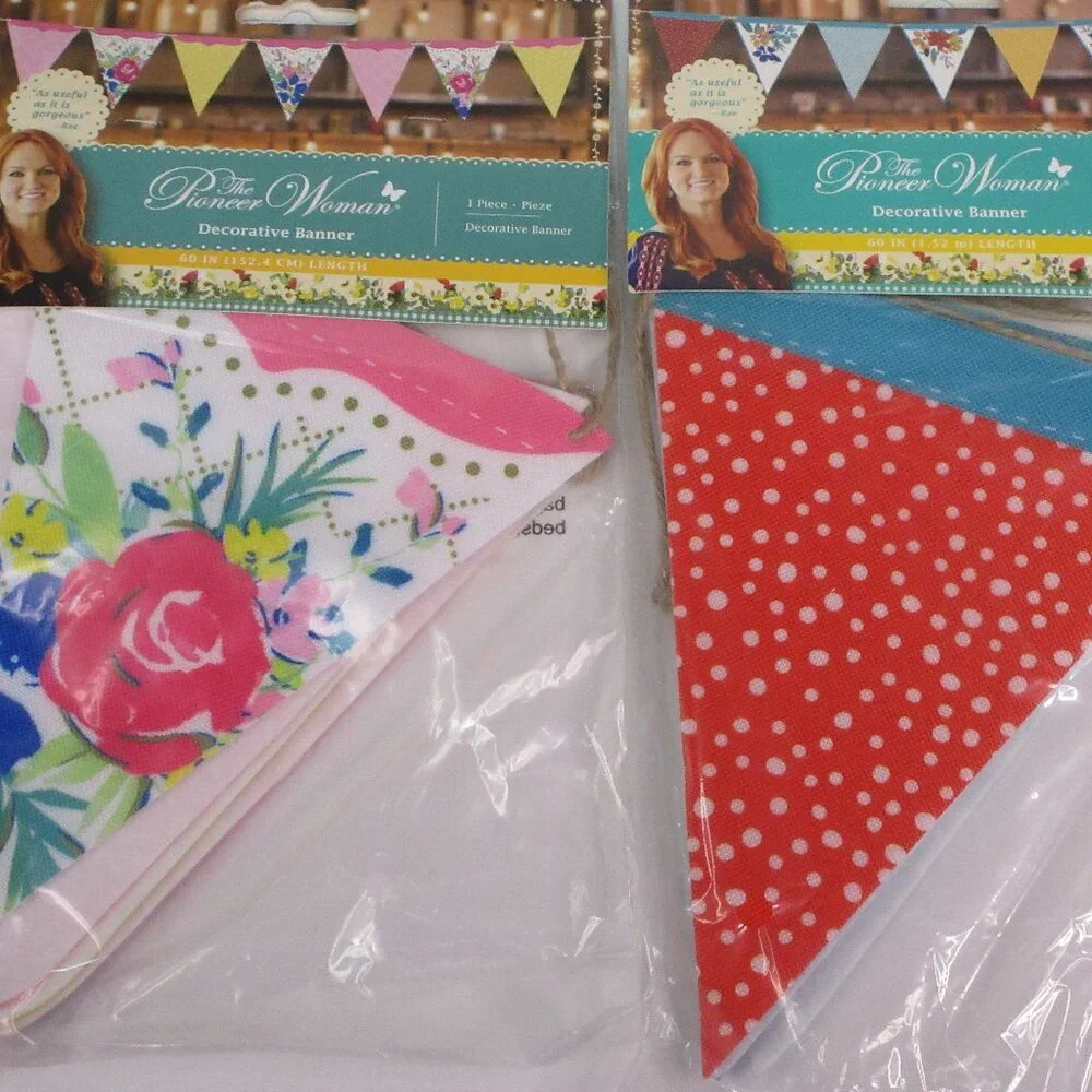 2 Pioneer Woman Decorative Fabric Banner Garland 60